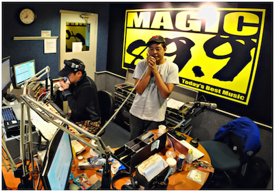 Joseph Paul Javier in the studio as a radio DJ in the Philippines