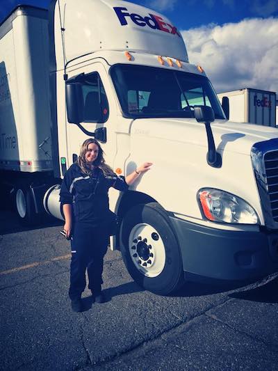 Stephanie Pelarksi with her semi truck