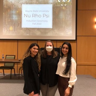 Taylor Takla and Nora Fritz were inducted into Nu Rho Psi, the neuroscience honor society, by WSU Chapter President (and NNL member) Maryam Abbawi in November 2022.